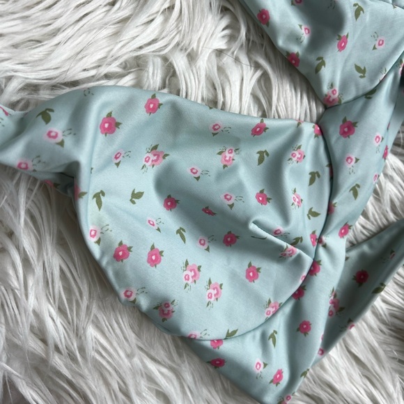 Ecohoaka Bikini Top Medium | Blue Tie Back Halter Swim Top Sustainable Swimwear - Picture 2 of 9